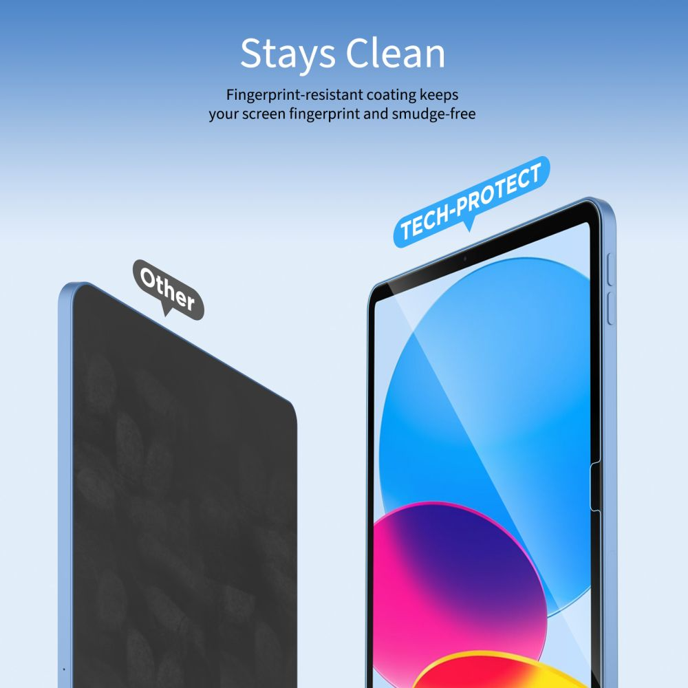 Tech-Protect FIT+ védőfólia Samsung Galaxy Tab S10 FE+ készülékhez, Edzett üveg, Teljes ragasztás, 2 darabos készlet, 2.5D