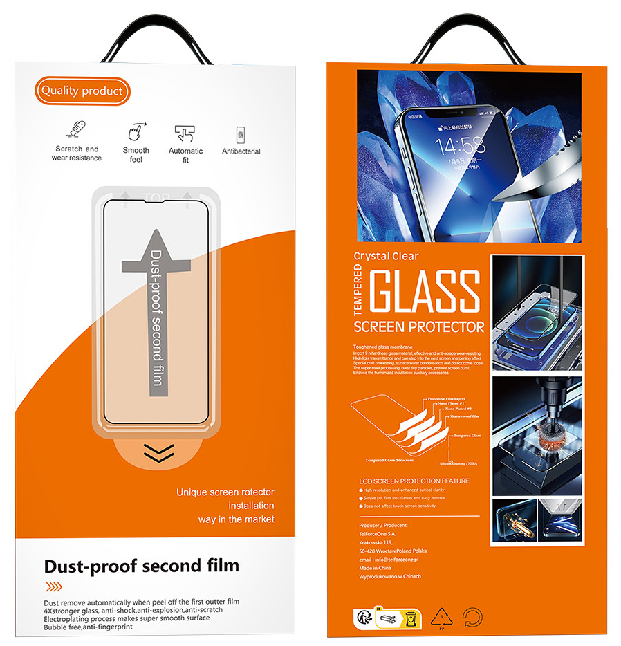 OEM Dust Free Easy Fit képernyővédő fólia Apple iPhone 15 Pro készülékhez, edzett üveg, teljes felületű ragasztóréteg, fekete