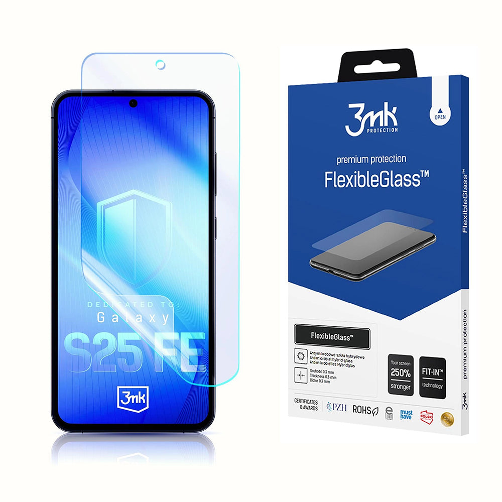 Védőfólia 3MK FlexibleGlass Samsung Galaxy S25 FE készülékhez, Rugalmas Üveg, Teljes Ragasztás