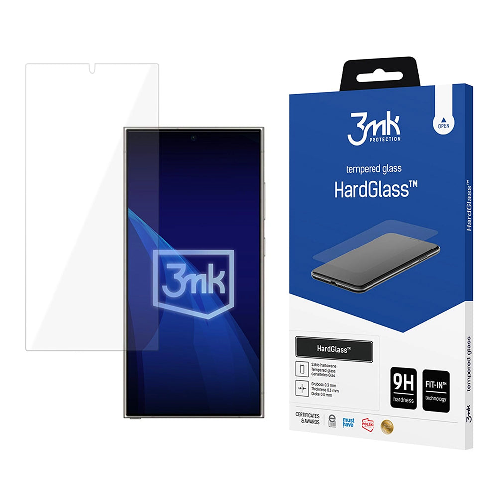3MK HardGlass képernyővédő fólia Samsung Galaxy S26 Ultra S948-hez, Edzett üveg, Teljes ragasztás