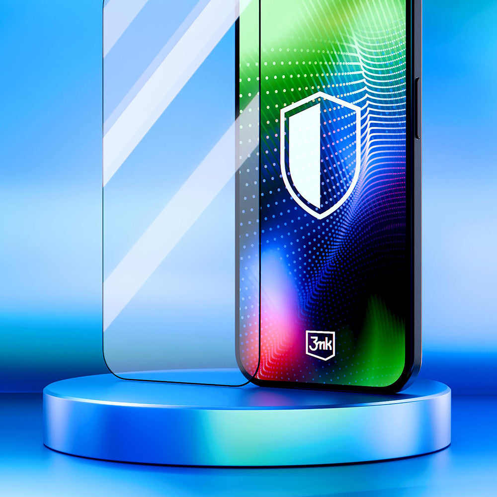 3MK Hardy Ultra képernyővédő fólia Apple iPhone 17 / 16 Pro-hoz, Edzett üveg, Teljes ragasztás, Fekete