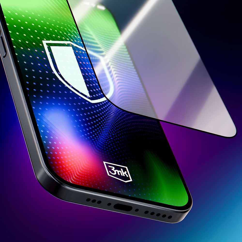 3MK Hardy Ultra képernyővédő fólia Apple iPhone 17 / 16 Pro-hoz, Edzett üveg, Teljes ragasztás, Fekete