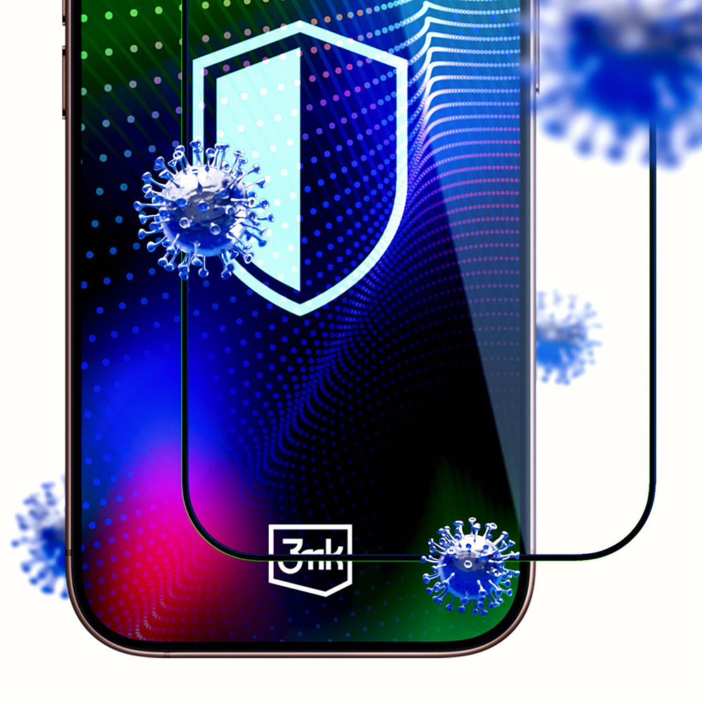 3MK Hardy Ultra képernyővédő fólia Apple iPhone 17 / 16 Pro-hoz, Edzett üveg, Teljes ragasztás, Fekete