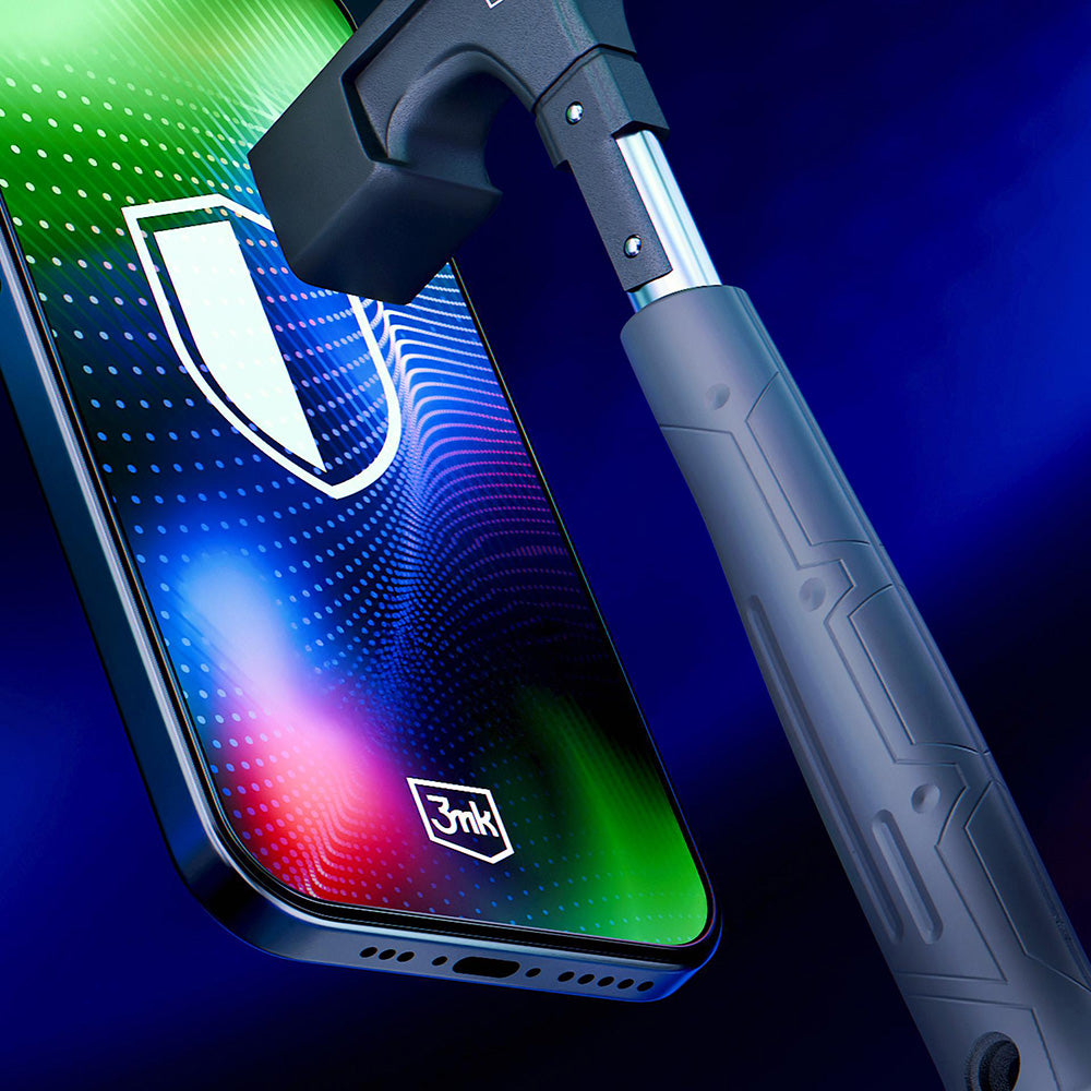3MK Hardy Ultra képernyővédő fólia Apple iPhone 17 / 16 Pro-hoz, Edzett üveg, Teljes ragasztás, Fekete