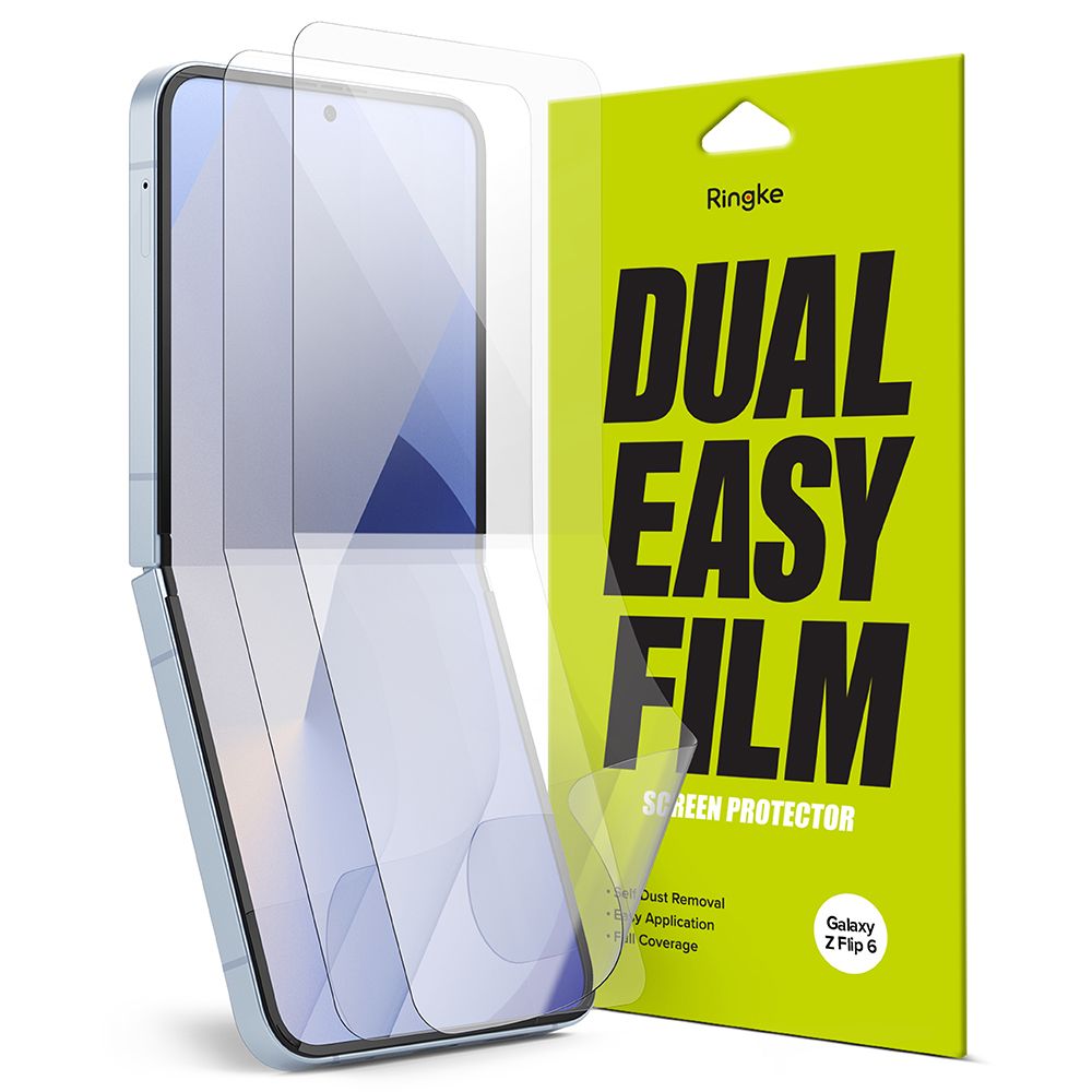 Belső képernyővédő fólia Ringke Dual Easy a Samsung Galaxy Z Flip6 F741-hez, Műanyag, 2 darabos készlet
