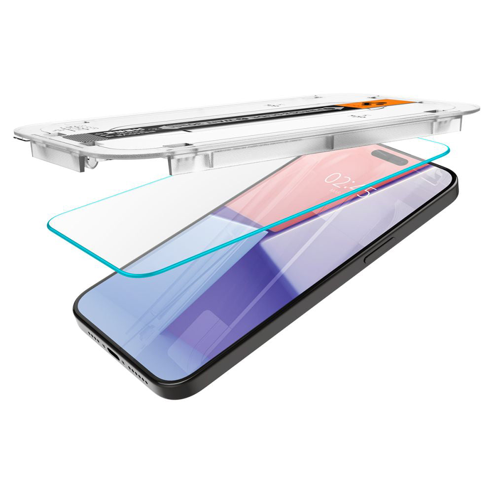 Spigen GlastR EZ FIT védőfólia Apple iPhone 15 Pro Max készülékhez, Edzett üveg, Teljes ragasztás, 2 darabos készlet AGL06872