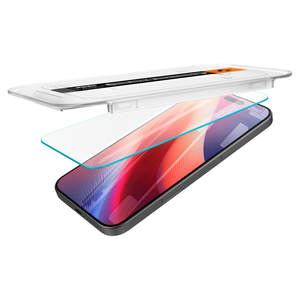 Spigen GlastR EZ FIT képernyővédő fólia Apple iPhone 17 Pro / 17 / 16 Pro készülékekhez, Edzett üveg, Teljes ragasztás, 2 darabos készlet