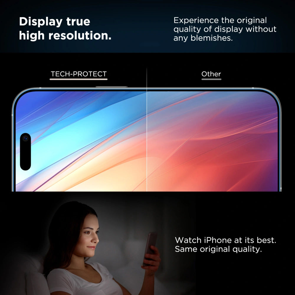 Tech-Protect Quick Set+ védőfólia Apple iPhone 16 / 15 készülékhez, Edzett üveg, Teljes ragasztás, 2 darabos készlet, Fekete