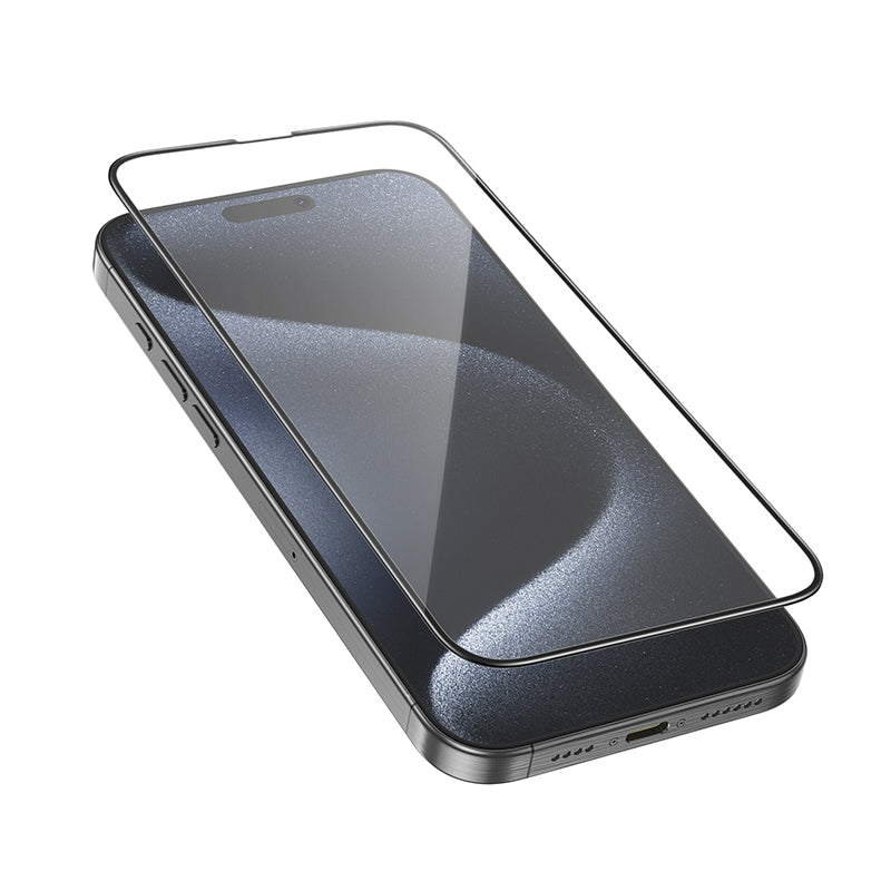 HOCO G16 képernyővédő fólia Apple iPhone 16 Pro Max készülékhez, Edzett üveg, Teljes ragasztás, 5D, Fekete