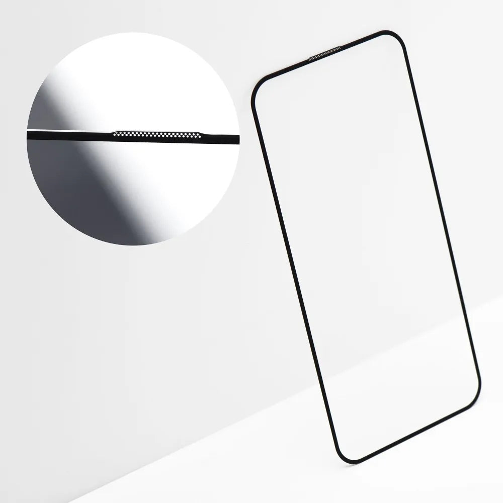 OEM OG Premium védőfólia Apple iPhone 17 Pro Max készülékhez, Edzett üveg, Teljes ragasztás, Fekete