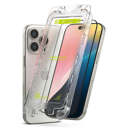 Ringke Easy Slide képernyővédő Apple iPhone 16 Pro Max készülékhez, teljes ragasztás, teljes ragasztás, 2 darabos készlet, fekete