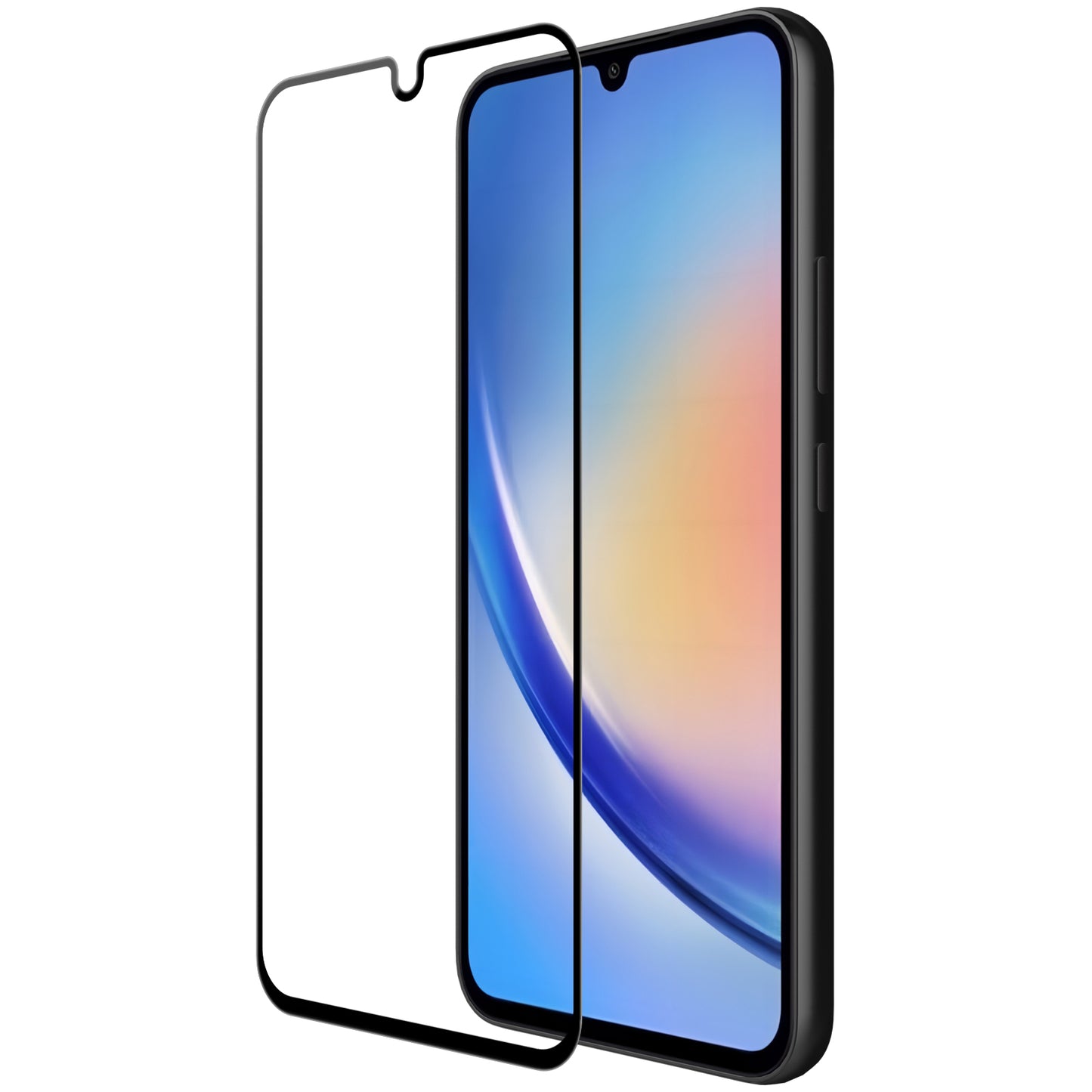 OEM képernyővédő fólia Samsung Galaxy A34 A346, védett üveg, teljes ragasztás, 9D, Fekete