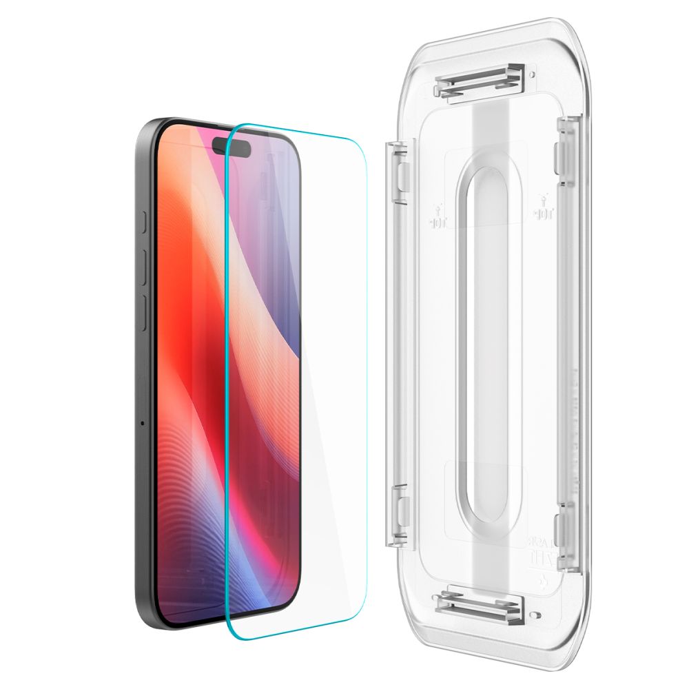 Spigen GlastR EZ FIT képernyővédő fólia Apple iPhone 17 Pro / 17 / 16 Pro készülékekhez, Edzett üveg, Teljes ragasztás, 2 darabos készlet