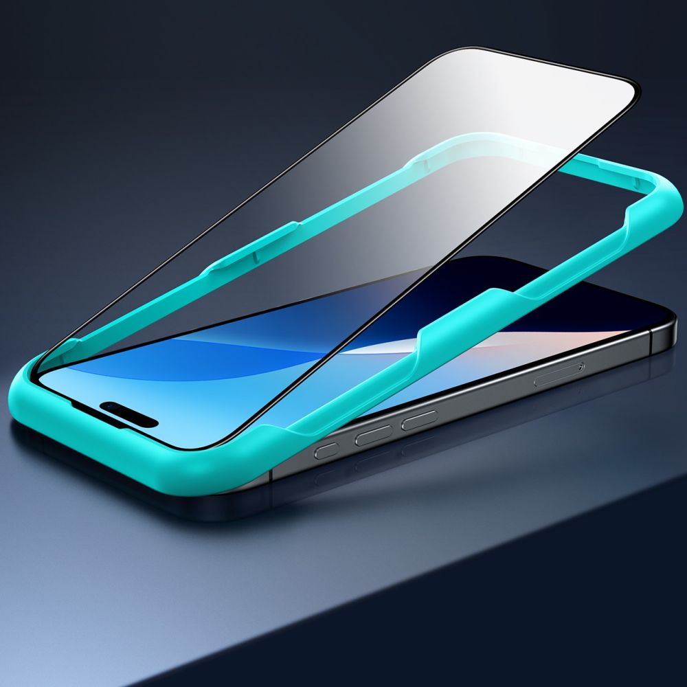 ESR képernyővédő fólia Apple iPhone 16 Pro Max készülékhez, Edzett üveg, Teljes ragasztás, 2 darabos készlet, Fekete