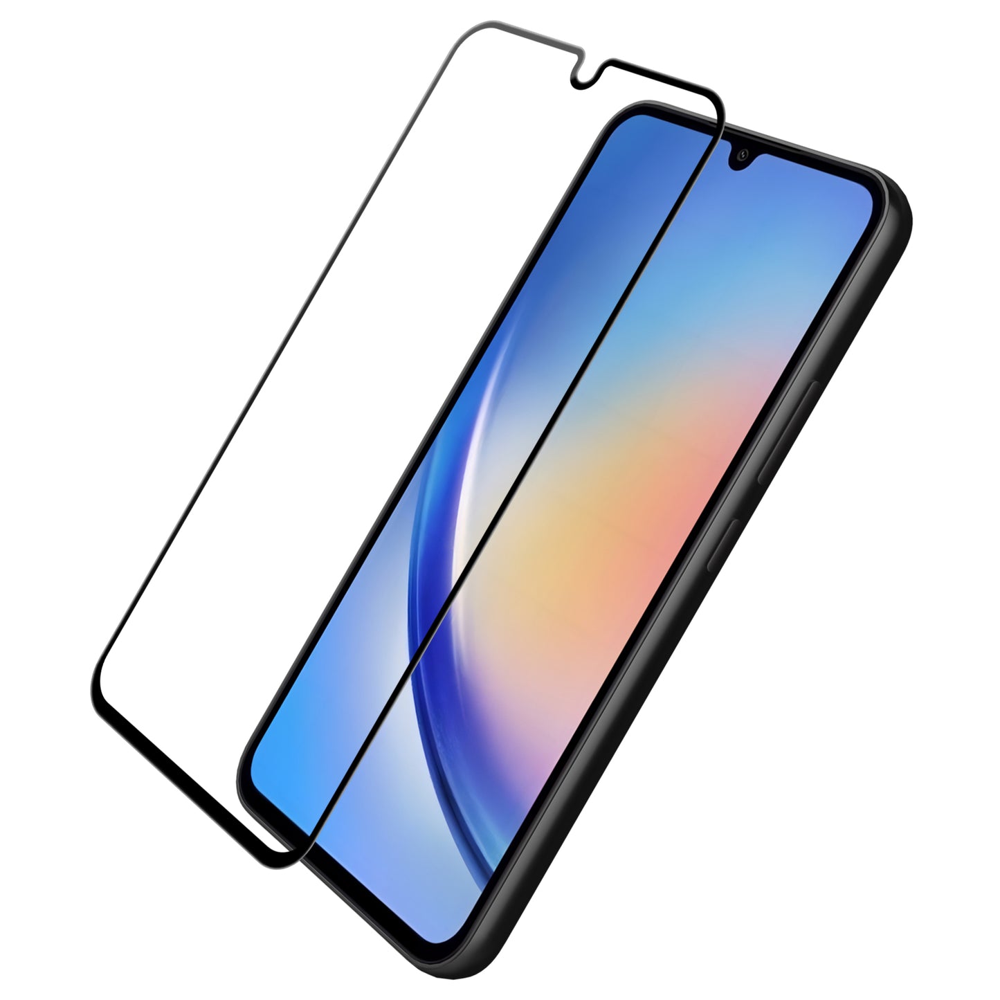 OEM képernyővédő fólia Samsung Galaxy A34 A346, védett üveg, teljes ragasztás, 9D, Fekete