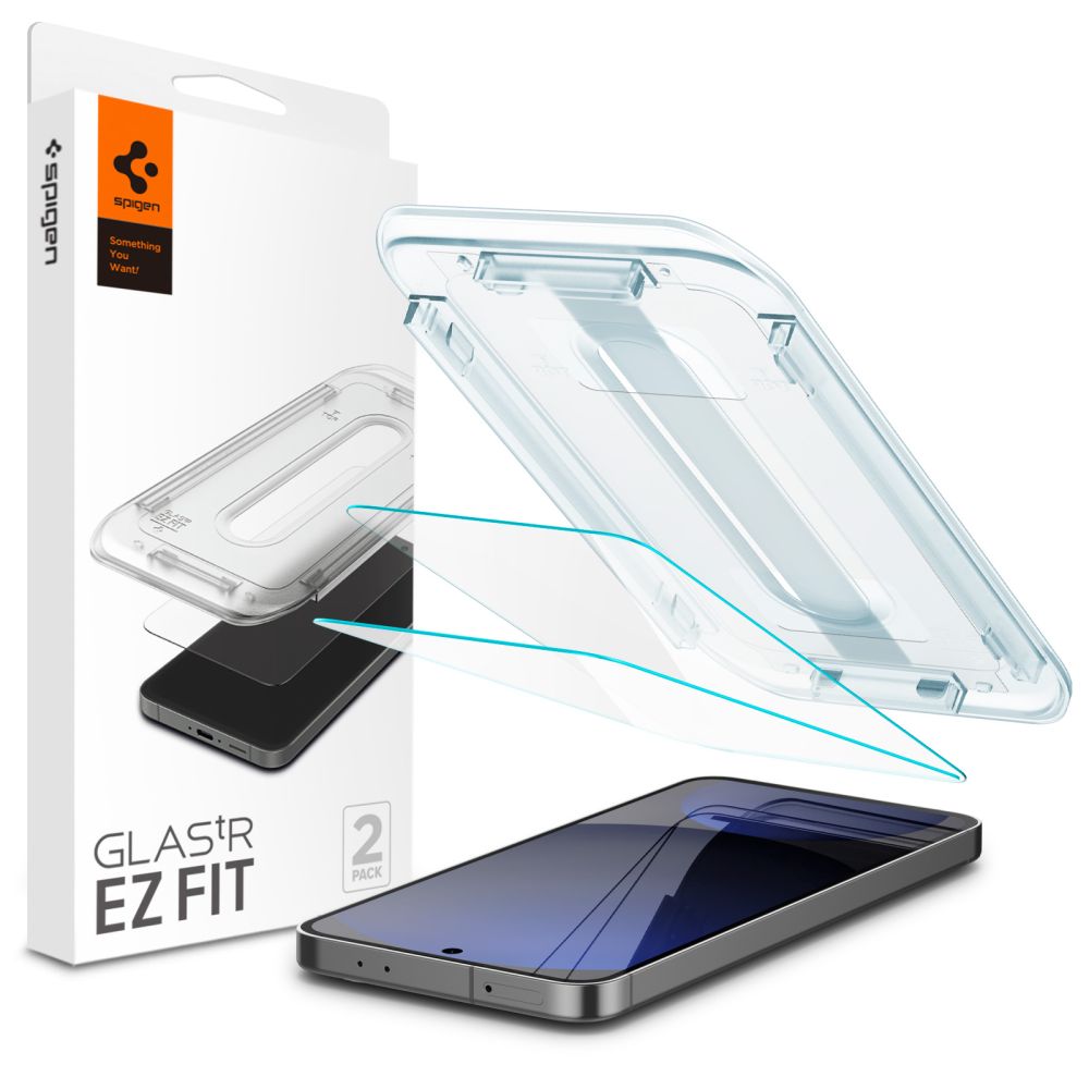 Spigen EZ FIT képernyővédő Samsung Galaxy S24 FE S721, üvegvédelem, teljes ragasztás, 2 db-os készlet AGL08729