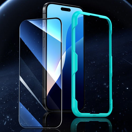 ESR képernyővédő fólia Apple iPhone 16 / 15 készülékhez, Edzett üveg, Teljes ragasztás, 2 darabos készlet, Fekete