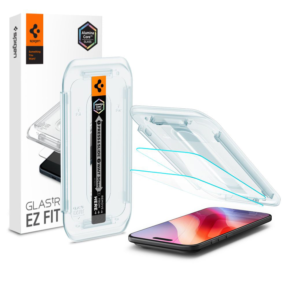 Spigen GlastR EZ FIT védőfólia Apple iPhone 17 Air készülékhez, Edzett üveg, Teljes ragasztás, 2 darabos készlet