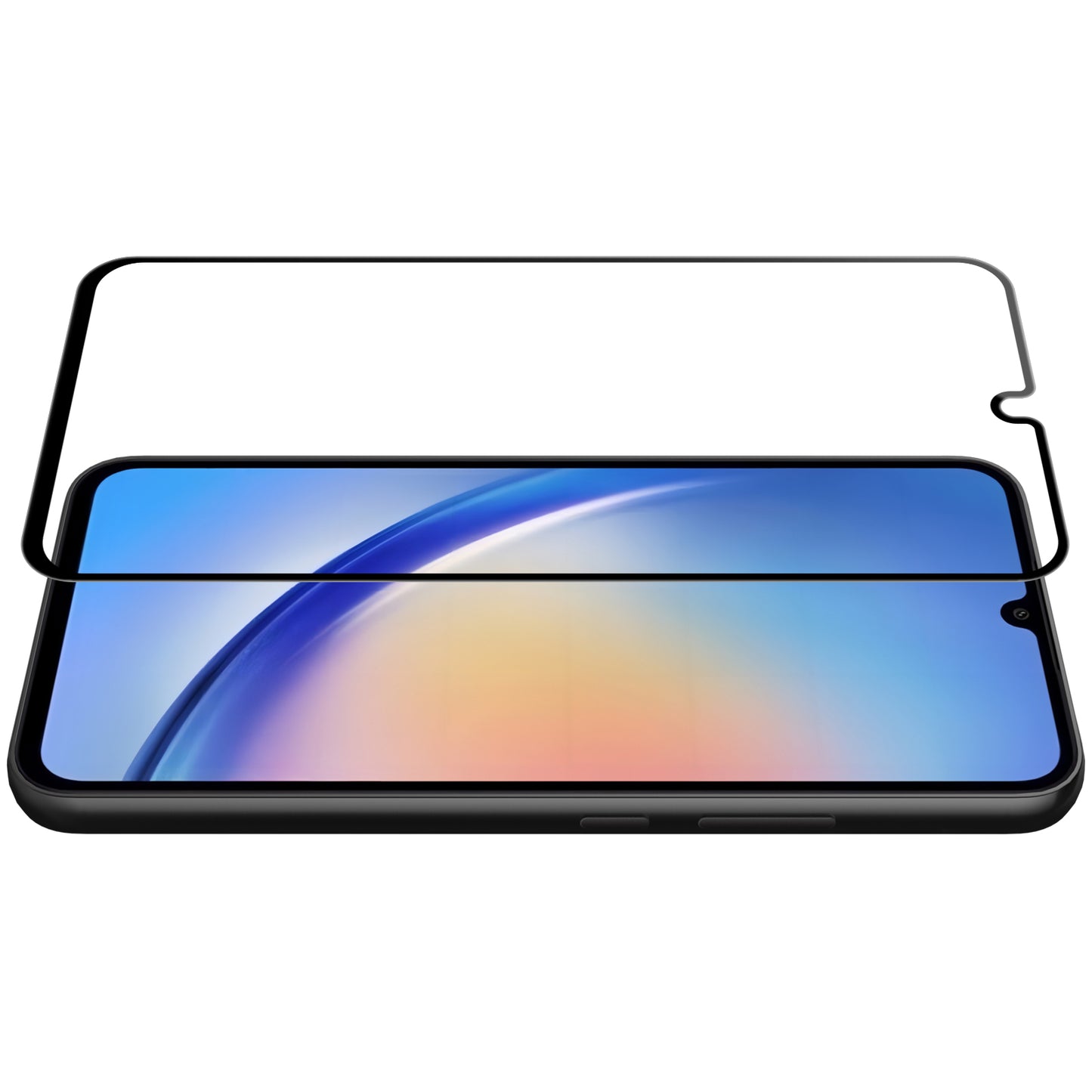 OEM képernyővédő fólia Samsung Galaxy A34 A346, védett üveg, teljes ragasztás, 9D, Fekete