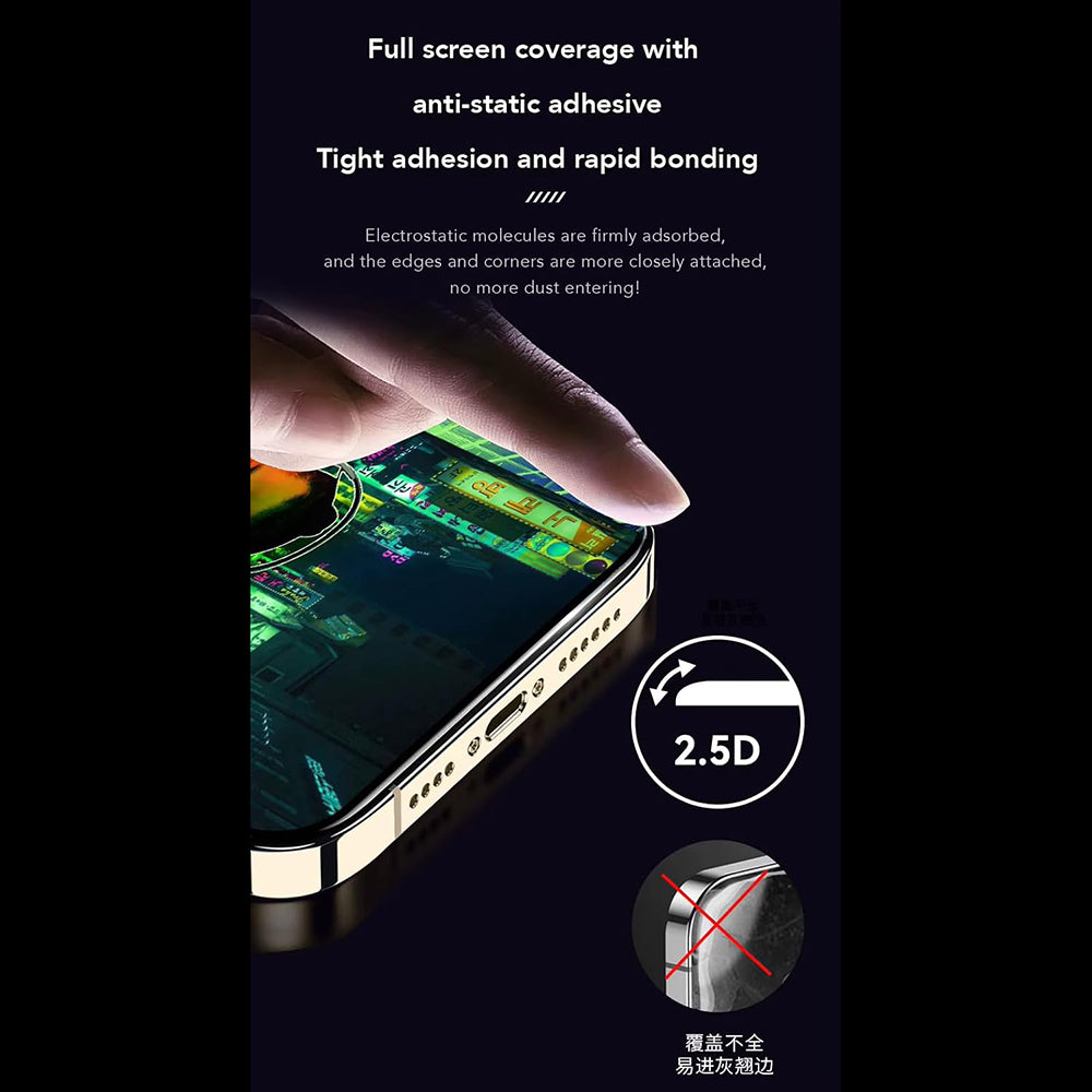 Anank 1X megerősített ujjlenyomat-mentes képernyővédő fólia Apple iPhone 16 Pro Max készülékhez, edzett üveg, teljes ragasztó, 2.5D, fekete