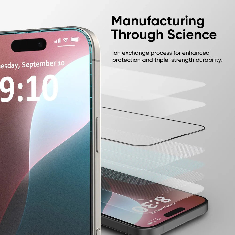 Anank 5X megerősített láthatatlan védőfólia Apple iPhone 17 Pro Max készülékhez, edzett üveg, teljes ragasztás, 3D, fekete