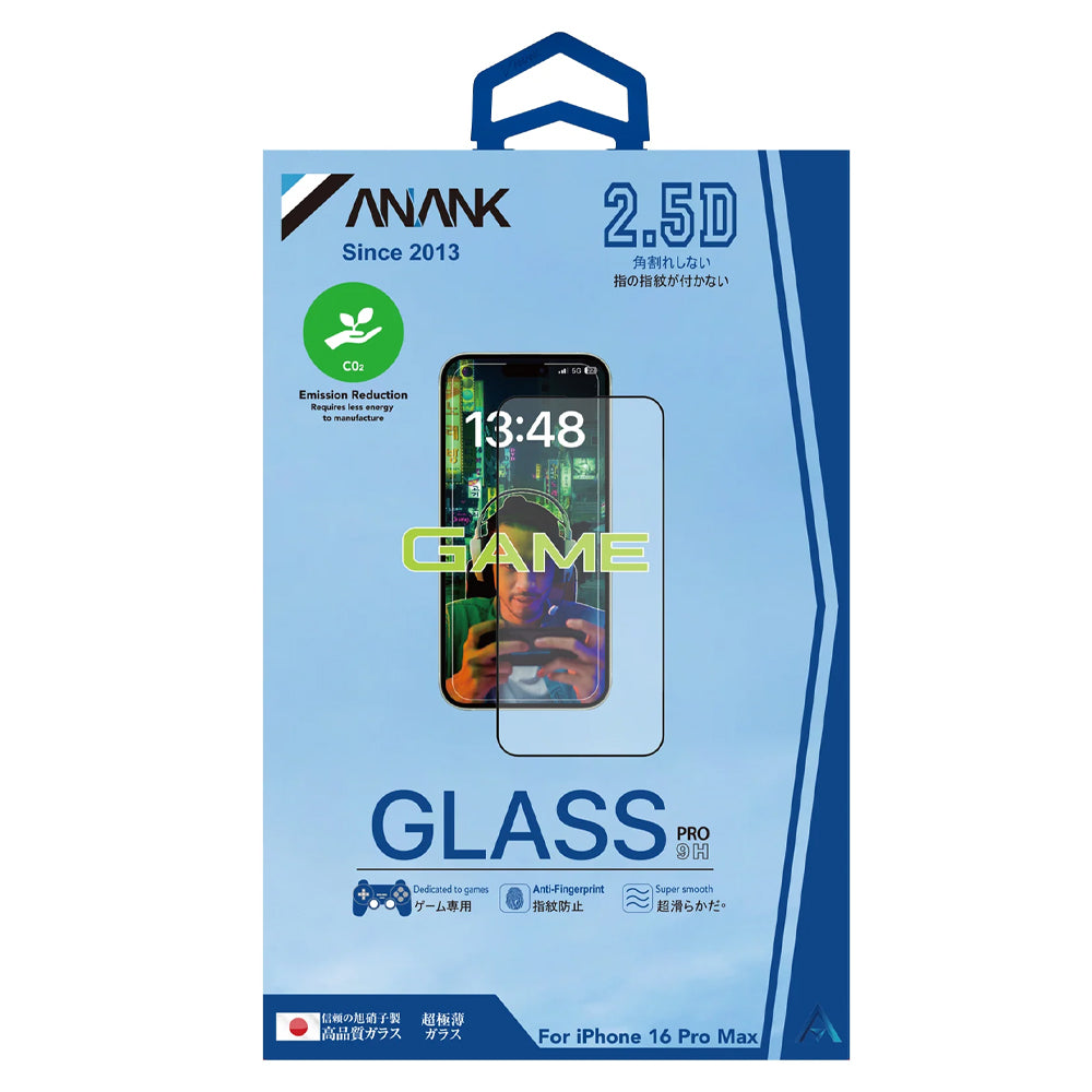 Anank ujjlenyomat-mentes képernyővédő fólia Apple iPhone 17e / 16e / 14 / 13 Pro készülékekhez, edzett üveg, teljes ragasztó, 2.5D, fekete