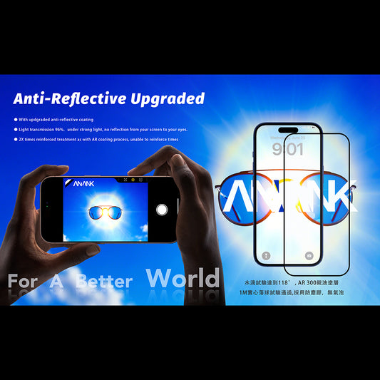Anank Anti Reflection védőfólia Apple iPhone 17-hez, Edzett üveg, Teljes ragasztás, 2.5D, Fekete