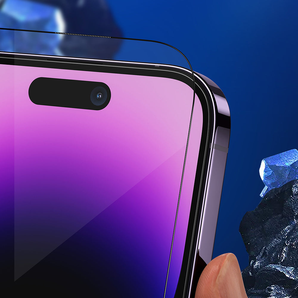 Blueo Anti-Broken képernyővédő fólia Apple iPhone 15 Pro-hoz, edzett üveg, teljes ragasztó, fekete