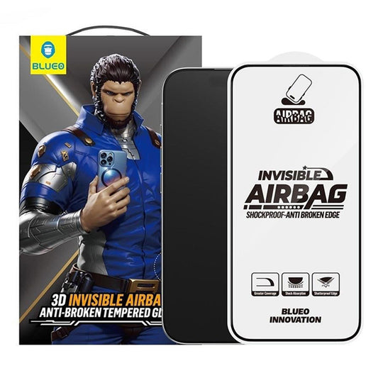 Blueo Anti-Broken védőfólia Apple iPhone 17 Air készülékhez, Edzett üveg, Teljes ragasztás, Fekete
