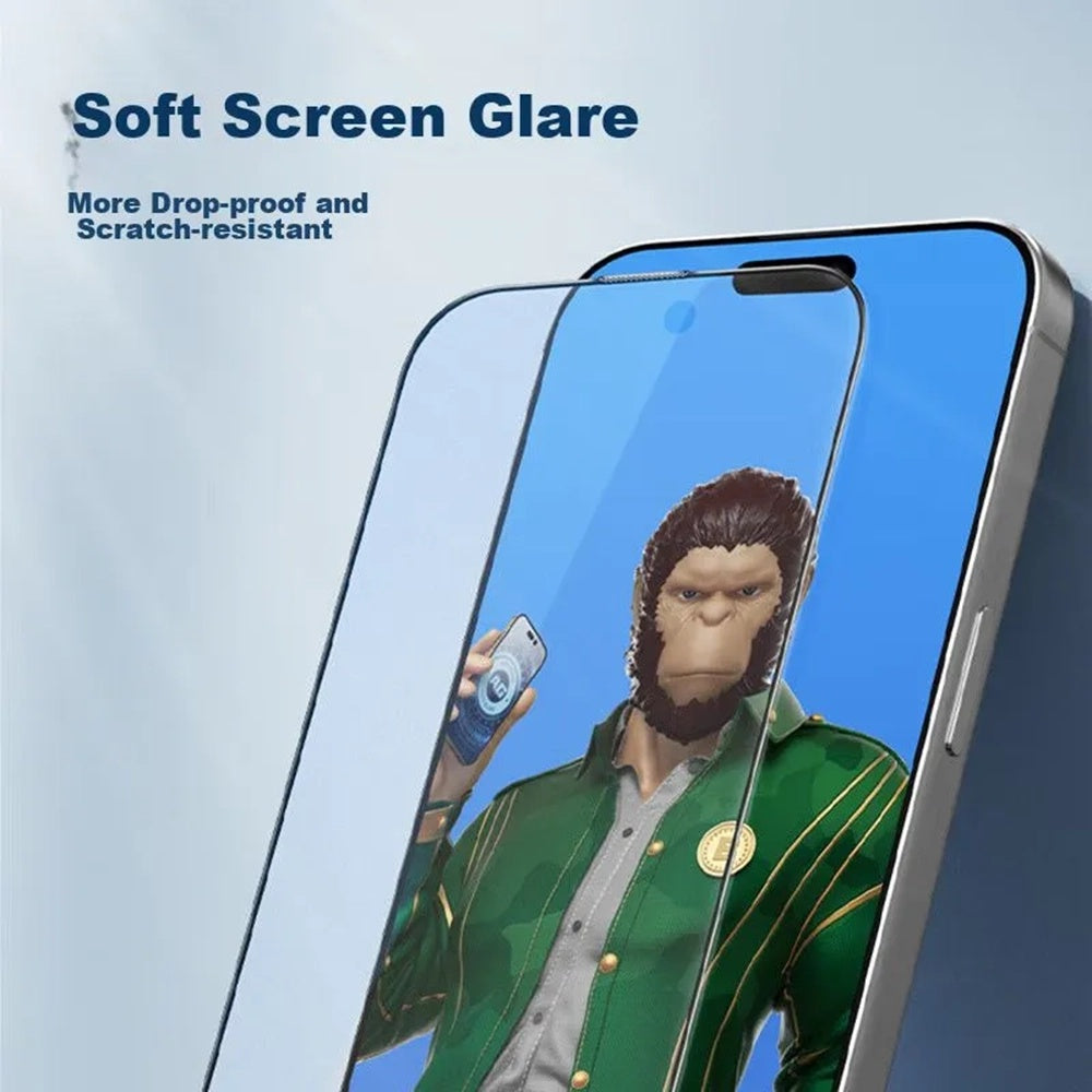 Blueo Anti-Glare Screen Protector Film for Apple iPhone 12 Pro Max, Tempered Glass, Full Glue, Black