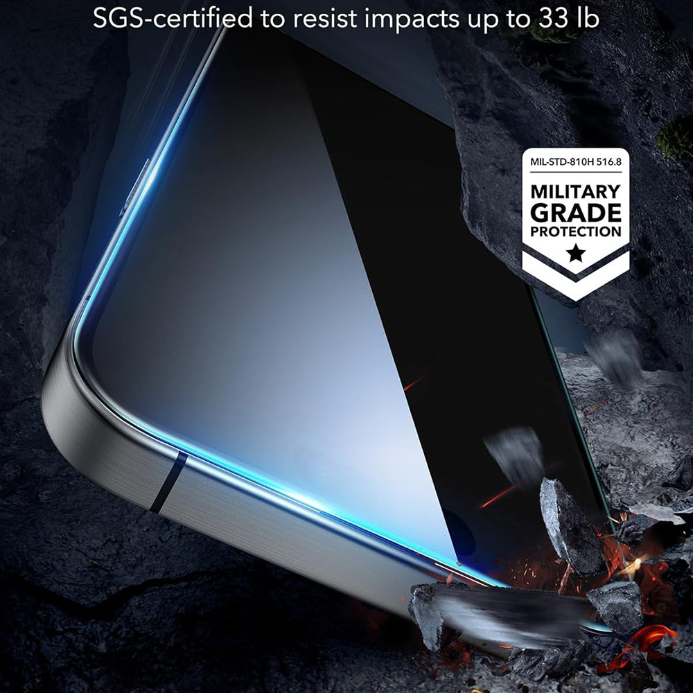 ESR képernyővédő fólia Apple iPhone 17 / 16 Pro-hoz, Edzett üveg, Teljes ragasztás, 3 darabos készlet, Fekete