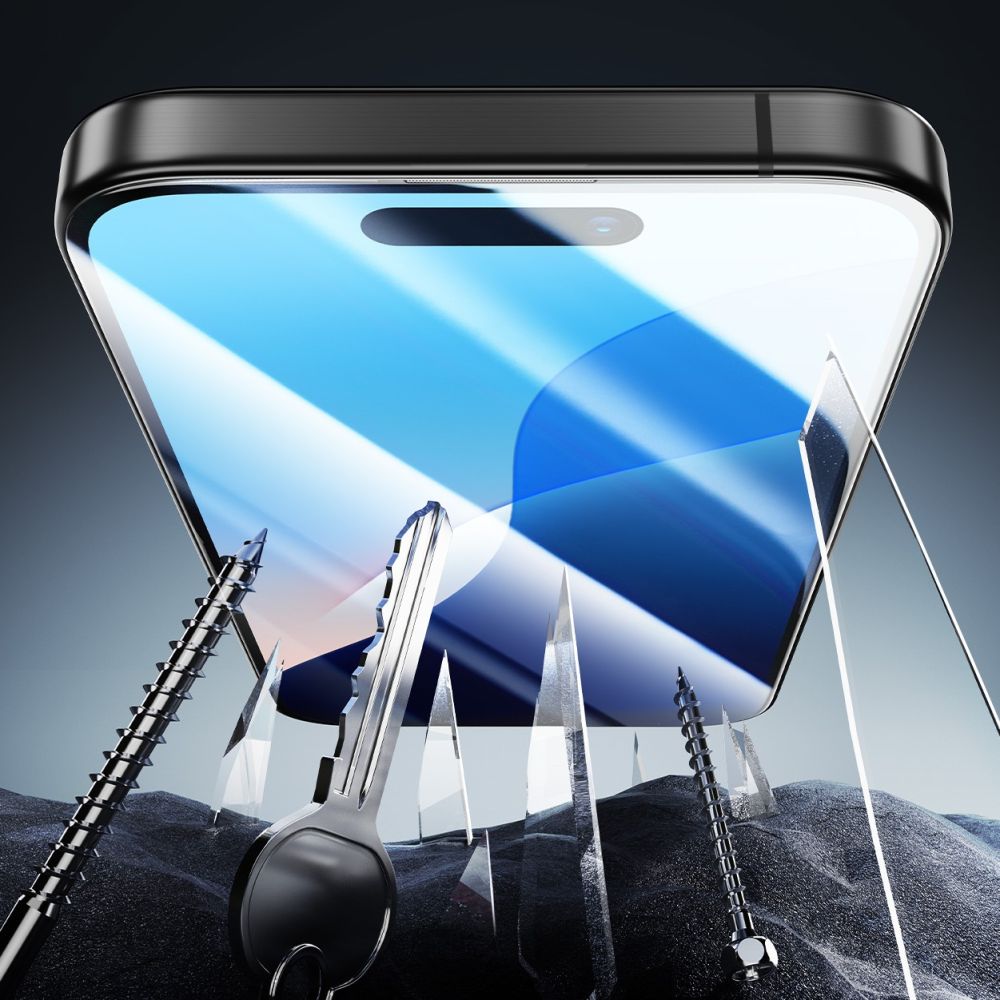 ESR Armorite képernyővédő fólia Apple iPhone 16 Plus / 15 Plus készülékhez, Edzett üveg, Teljes ragasztás, Fekete