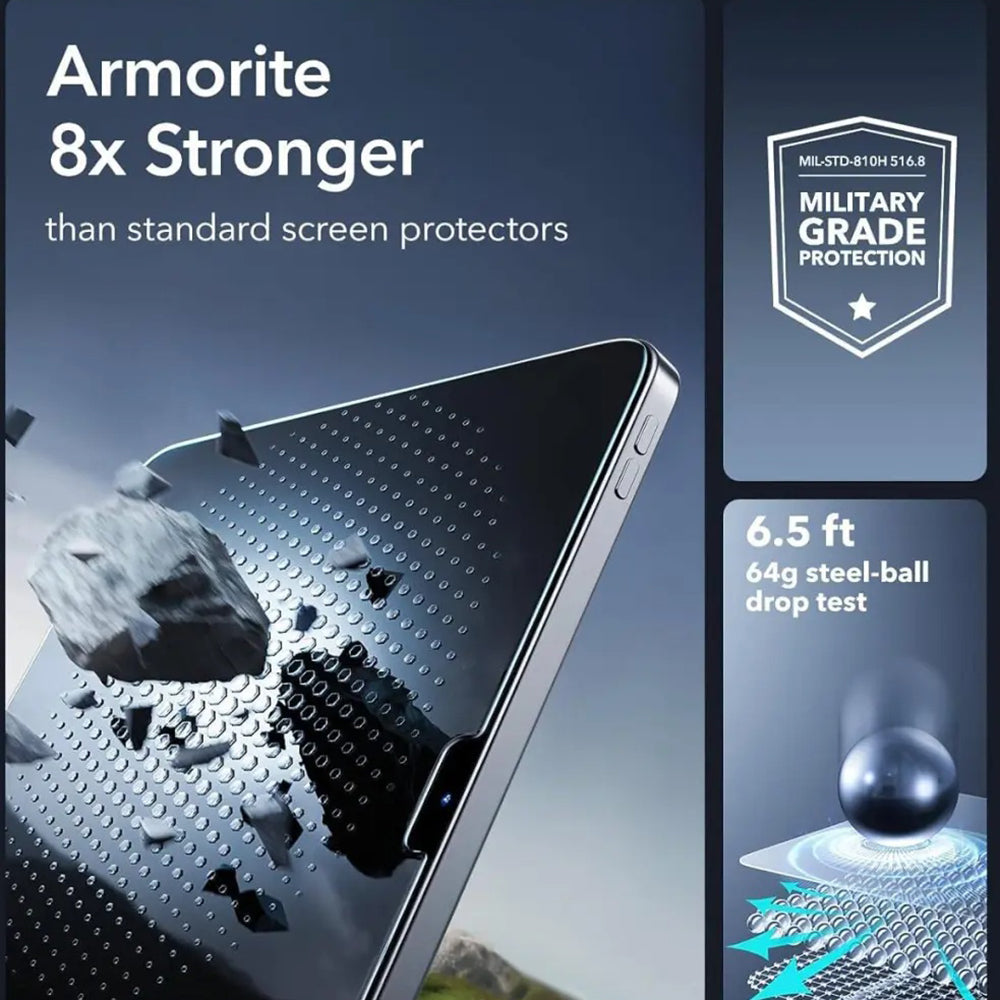 ESR Armorite UltraFit képernyővédő fólia Apple iPad (2025) / (2022) készülékhez, Edzett üveg, Teljes ragasztás, 2 darabos készlet