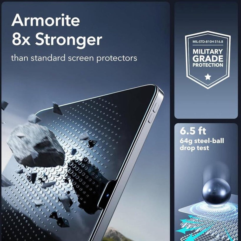 ESR Armorite UltraFit képernyővédő fólia Apple iPad Air 11 (2026) / Air 11 (2025) készülékhez, edzett üveg, teljes ragasztó, 2 darabos készlet