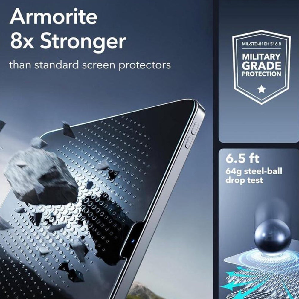 ESR Armorite UltraFit képernyővédő fólia Apple iPad Air 13 (2025) / Air 13 (2024) készülékekhez, Edzett üveg, Teljes ragasztás, 2 darabos készlet