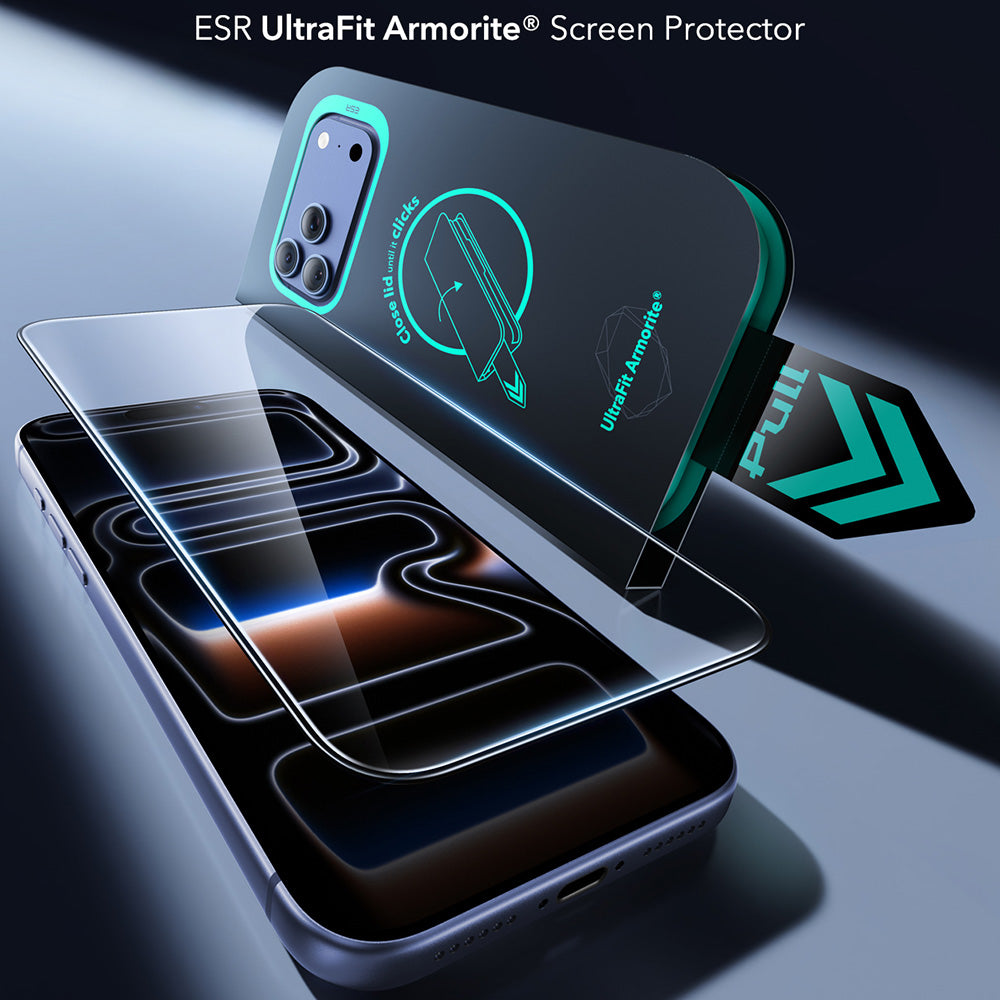 ESR Armorite UltraFit képernyővédő fólia Apple iPhone 18 Pro / 17 Pro készülékhez, edzett üveg, teljes ragasztó, 2 darabos készlet, fekete