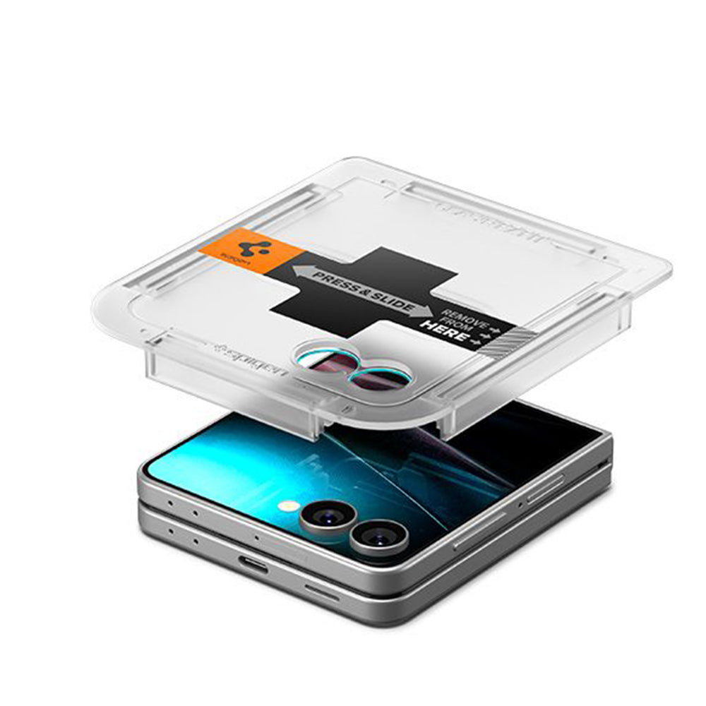Spigen GlastR EZ FIT Külső Képernyővédő fólia Samsung Galaxy Z Flip8 F776 / Z Flip7 F766 készülékhez, Edzett Üveg, Teljes Ragasztó AGL09586