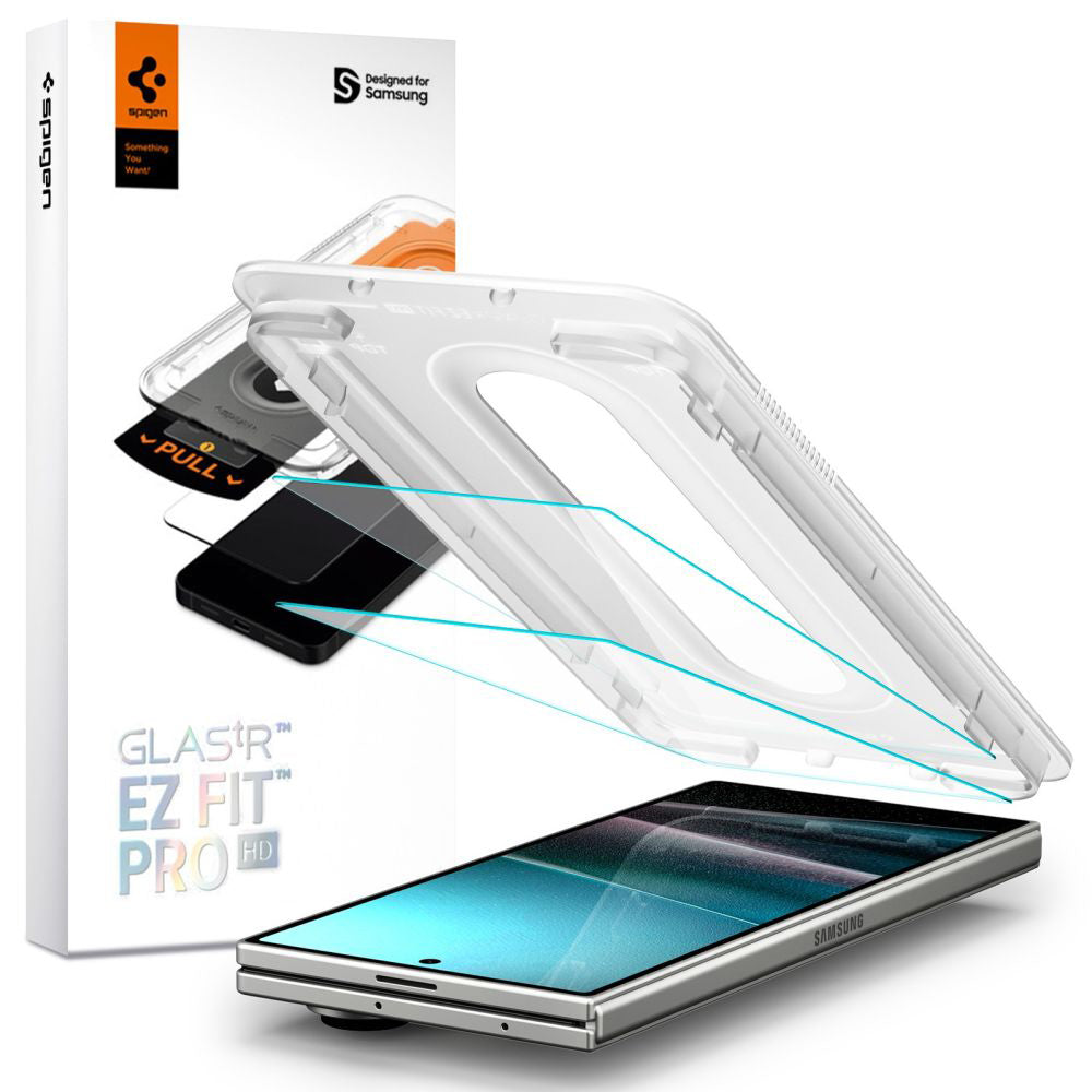 Külső képernyővédő fólia Spigen GlastR EZ FIT Pro HD Samsung Galaxy Z Fold7 F966-hoz, Edzett üveg, Teljes ragasztás, 2 darabos készlet AGL09579