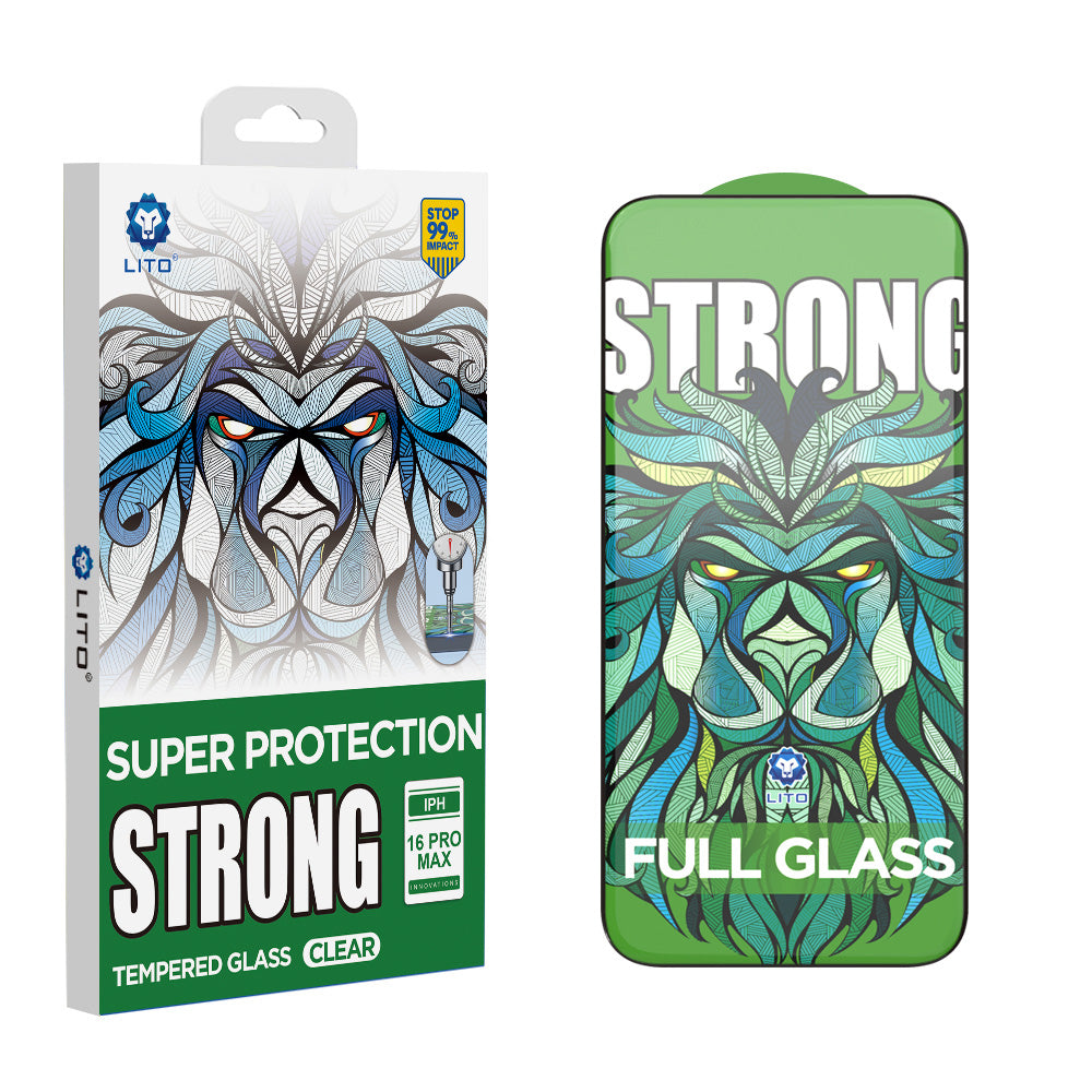 Lito D+ Max Strong védőfólia Apple iPhone 17 / 16 Pro készülékhez, Edzett üveg, Teljes ragasztás, Fekete