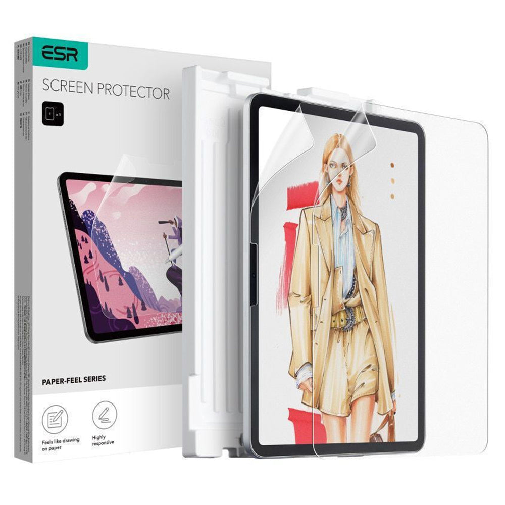 Matt ESR Paper Feel képernyővédő fólia Apple iPad Air 13 (2025) / Air 13 (2024) készülékekhez, Műanyag, Teljes ragasztás, 2 darabos készlet