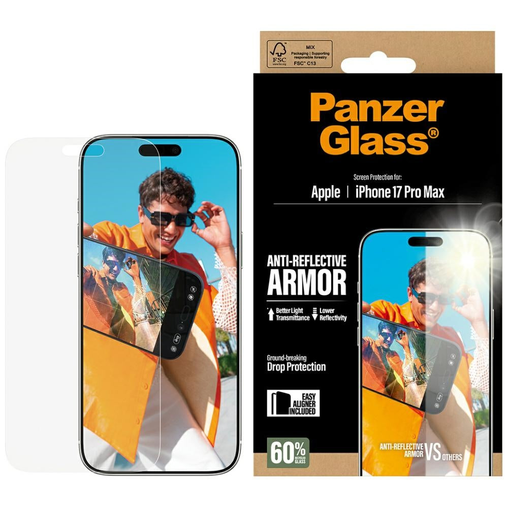 Matt PanzerGlass Armor EasyAligner képernyővédő fólia Apple iPhone 17 Pro Max készülékhez, Edzett üveg, Teljes ragasztás