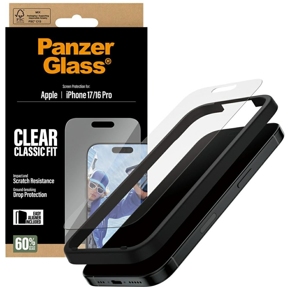 PanzerGlass Classic Fit EasyAligner védőfólia Apple iPhone 17 / 16 Pro készülékhez, Edzett üveg, Teljes ragasztás