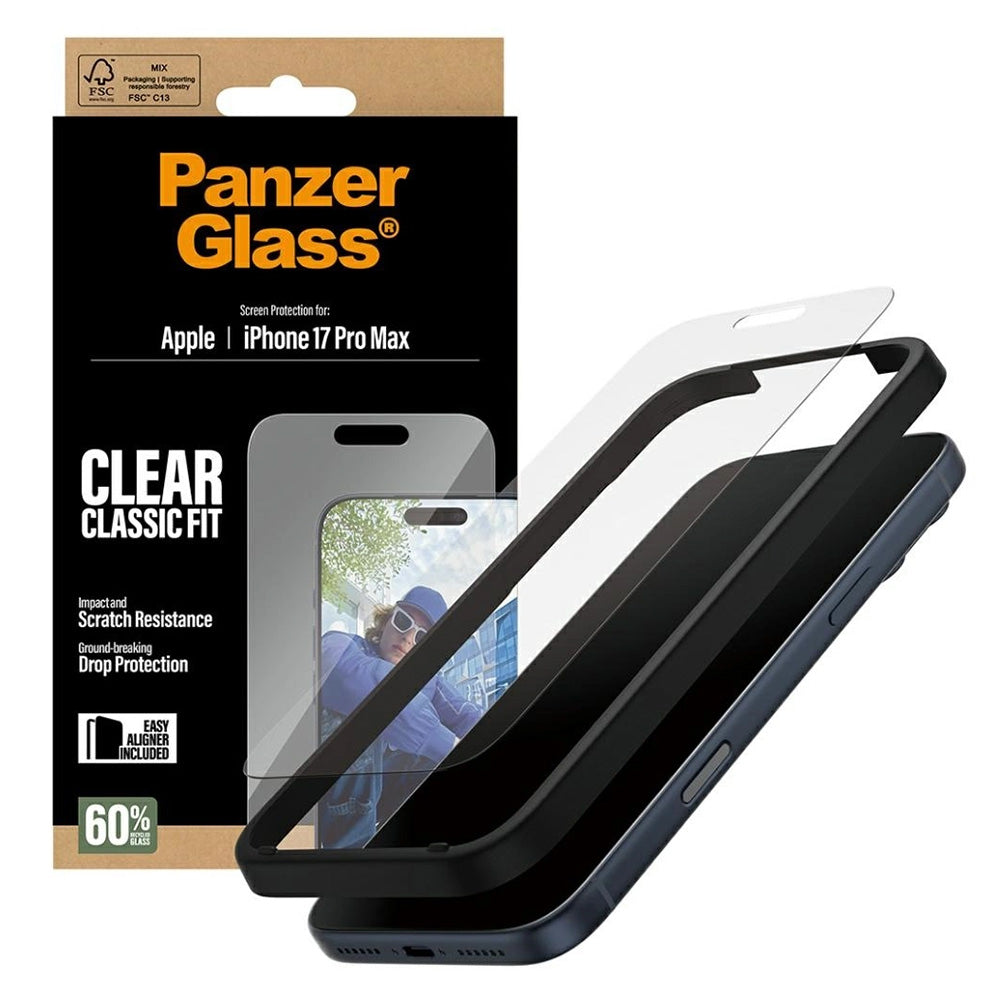 PanzerGlass Classic Fit EasyAligner védőfólia Apple iPhone 17 Pro Max készülékhez, Edzett üveg, Teljes ragasztás