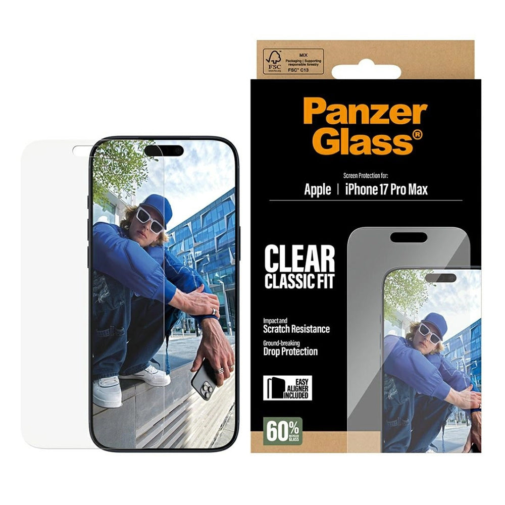PanzerGlass Classic Fit EasyAligner védőfólia Apple iPhone 17 Pro Max készülékhez, Edzett üveg, Teljes ragasztás