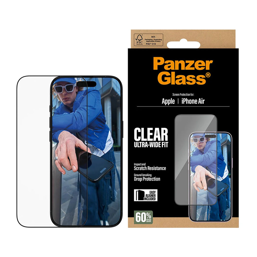 PanzerGlass Ultra-Wide Fit EasyAligner védőfólia Apple iPhone 17 Air készülékhez, Edzett üveg, Teljes ragasztás, Fekete