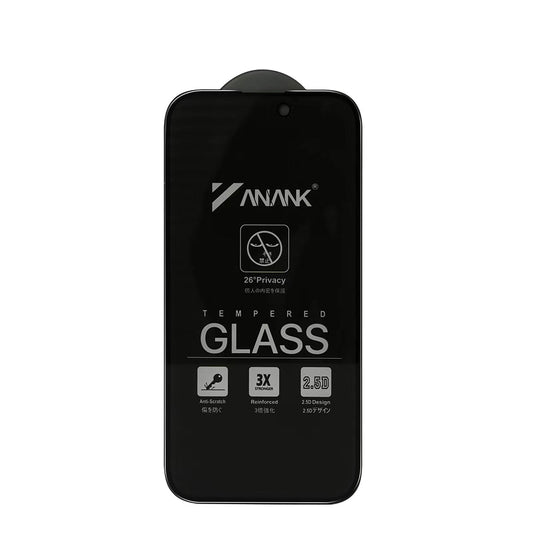 Anank 3X megerősített Privacy képernyővédő fólia Apple iPhone 16 Pro Max készülékhez, biztonsági üveg, teljes ragasztó, 2.5D