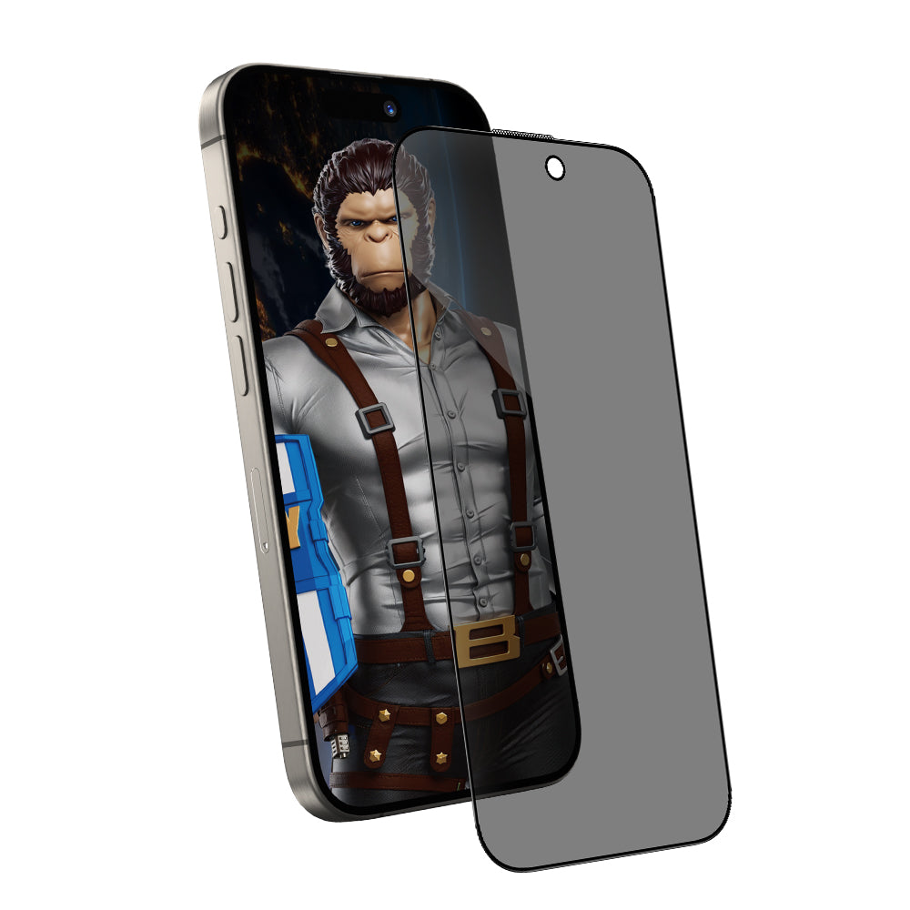 Blueo Anti-Peep Privacy képernyővédő fólia Apple iPhone 15 Pro Max készülékhez, edzett üveg, teljes ragasztóval