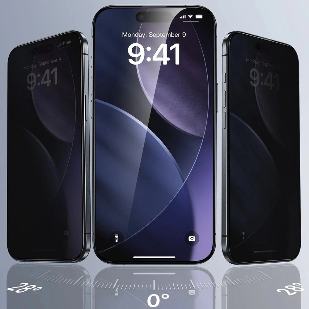 ESR UltraFit Classic Privacy képernyővédő fólia Apple iPhone 18 Pro-hoz, edzett üveg, teljes ragasztó, 3 darabos készlet