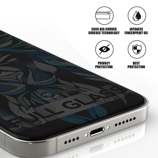 Privacy Lito D+ Max 300C védőfólia Apple iPhone 17 / 16 Pro készülékekhez, Edzett üveg, Teljes ragasztás