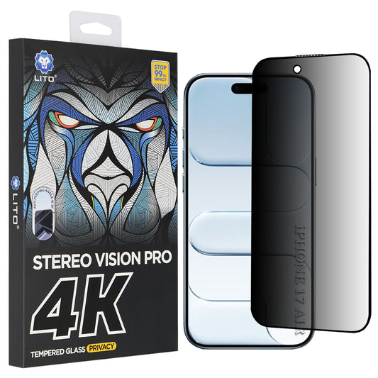 Privacy Lito D+ Max 4K védőfólia Apple iPhone 17 Air készülékhez, Edzett üveg, Teljes ragasztás
